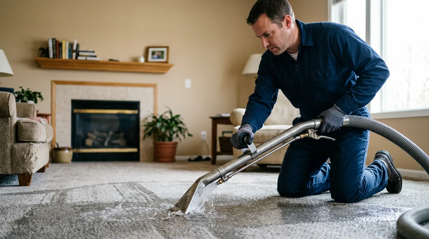 Water damage restoration technician working near Brownsburg, VA